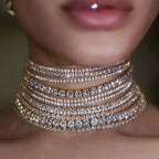 Shiny Multi Row Rhinestone Eco Necklace