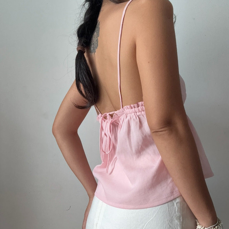 Solid Slim Tie Cami Top