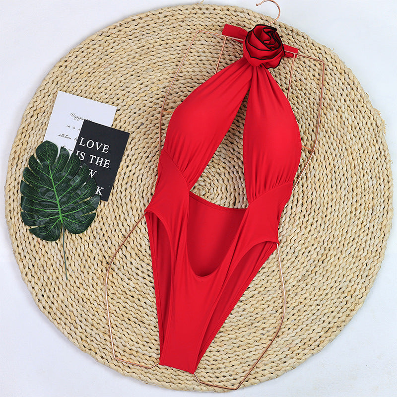 Floral Embroidery Cut Out One Piece Swimwear