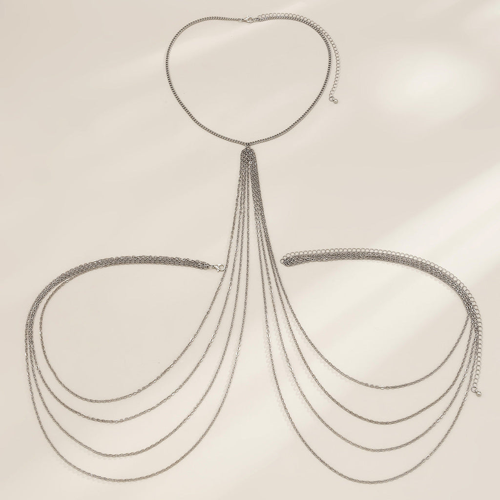 Minimalist Multi Layer Tassel Chest Body Chain