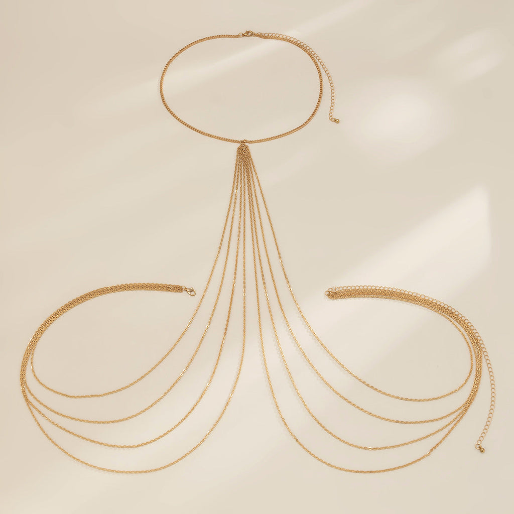 Minimalist Multi Layer Tassel Chest Body Chain