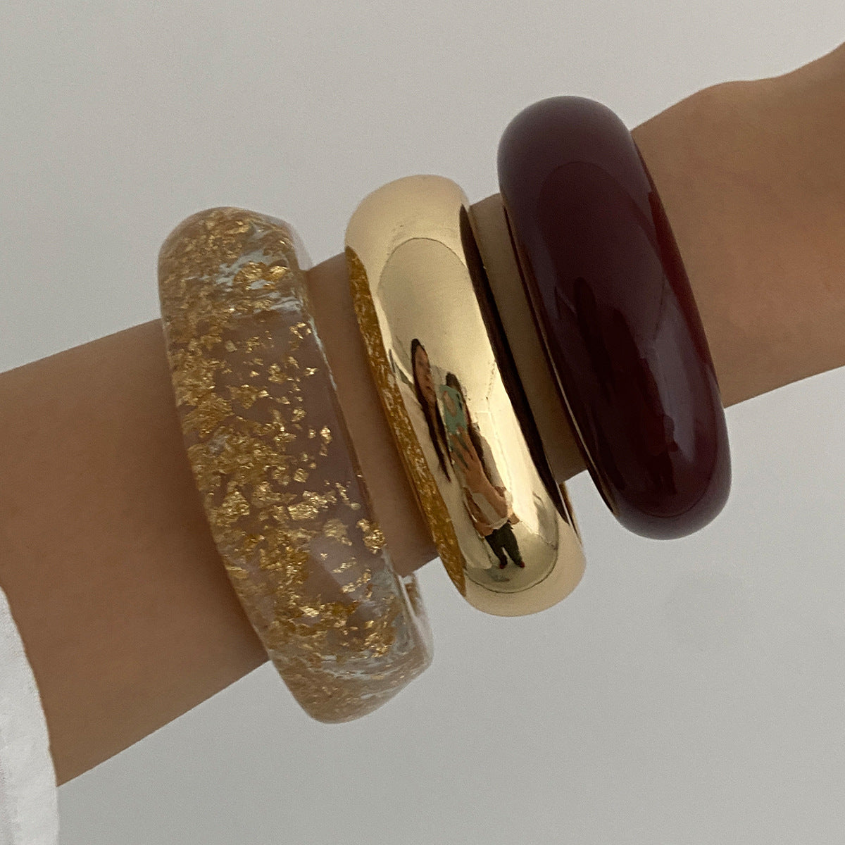 Smooth Wide Gold Foil Tie Dye Bracelet