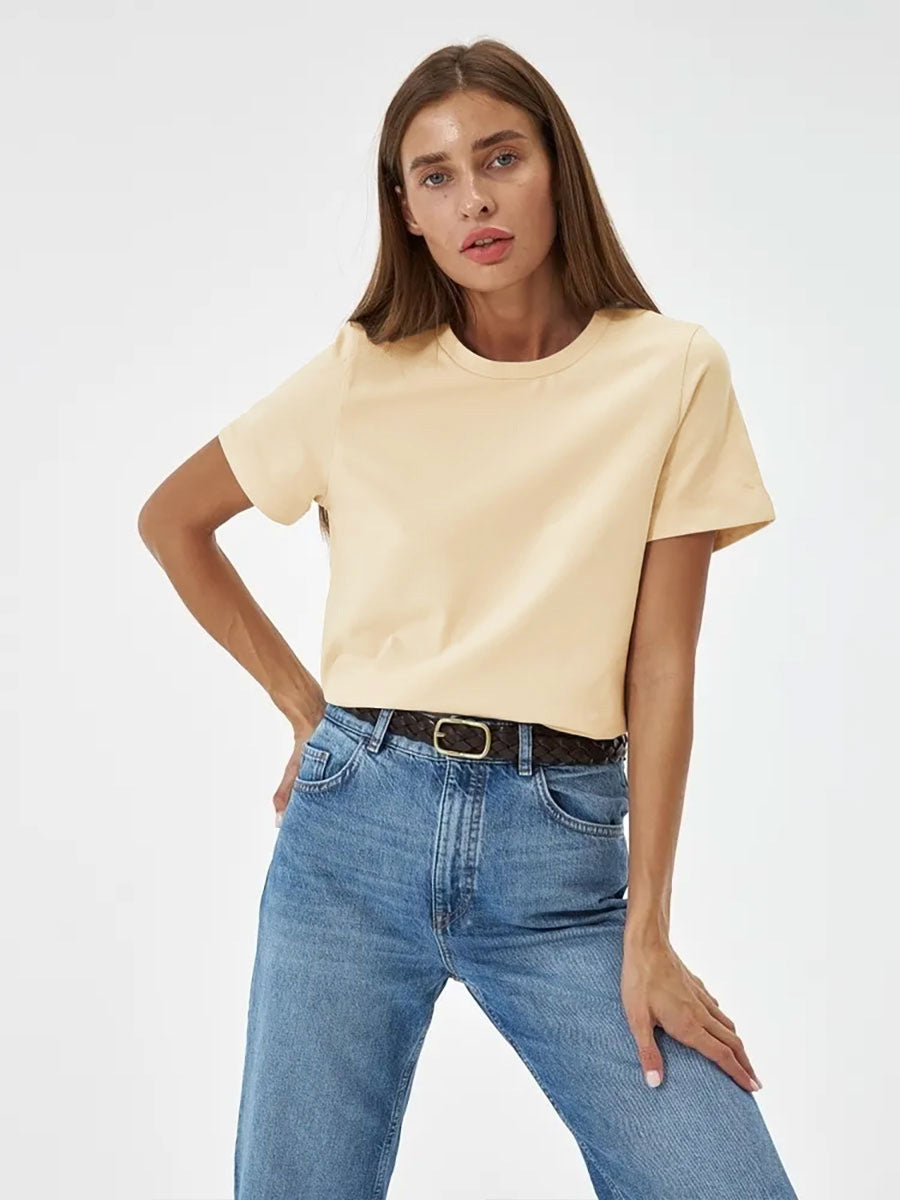 Minimalist Casual Solid Crew Neck T-Shirt