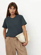 Minimalist Casual Solid Crew Neck T-Shirt