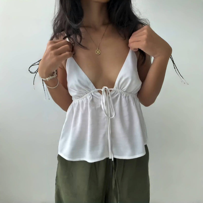 Solid Slim Tie Cami Top
