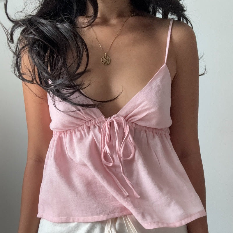 Solid Slim Tie Cami Top