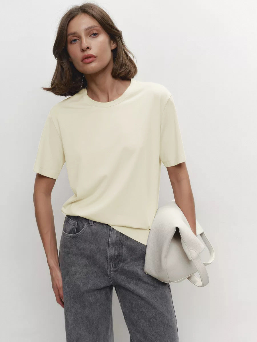 Minimalist Casual Solid Crew Neck T-Shirt