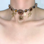 Double Layer Sunflower Cross Snake Necklace