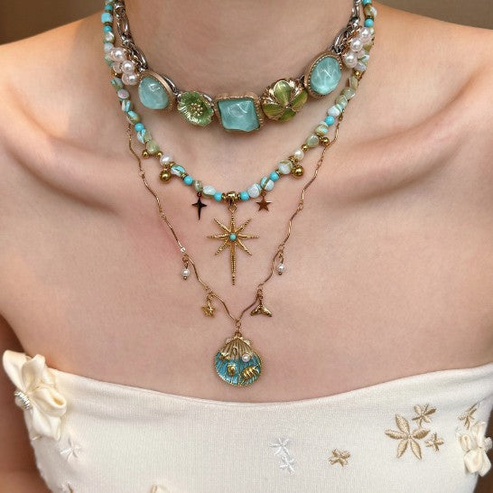 Vintage Boho Beaded Layered Necklace