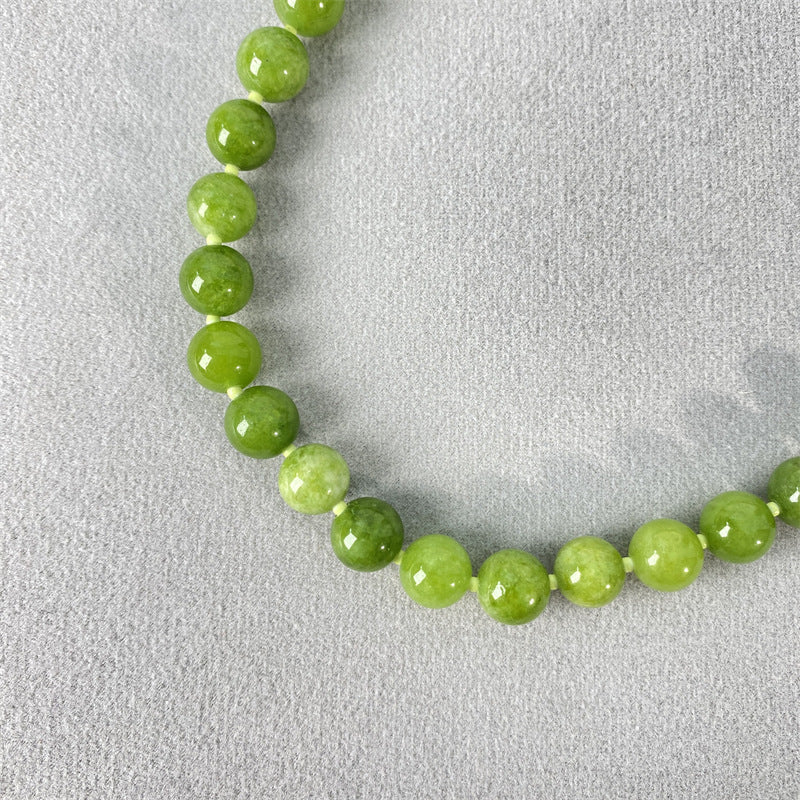 Green Natural Stone Round Beaded Necklace