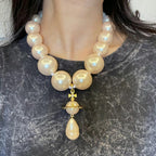 Big Pearl Drop Pendant Vintage Baroque Necklace