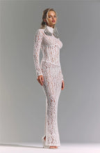 Lace Cutout Sheath Reception Dress