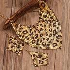 Leopard Print Sequin Triangle Scarf Necklace