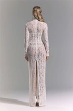 Lace Cutout Sheath Reception Dress