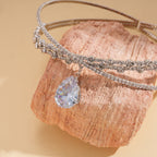 Zircon Rhinestone Waterdrop Crisscross Double Layer Necklace