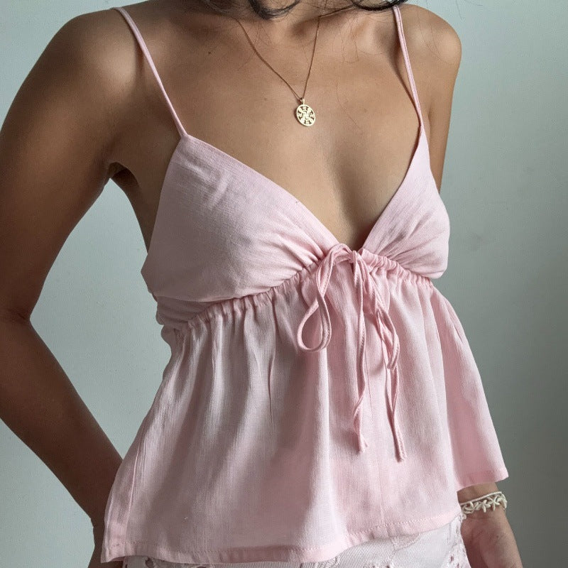 Solid Slim Tie Cami Top