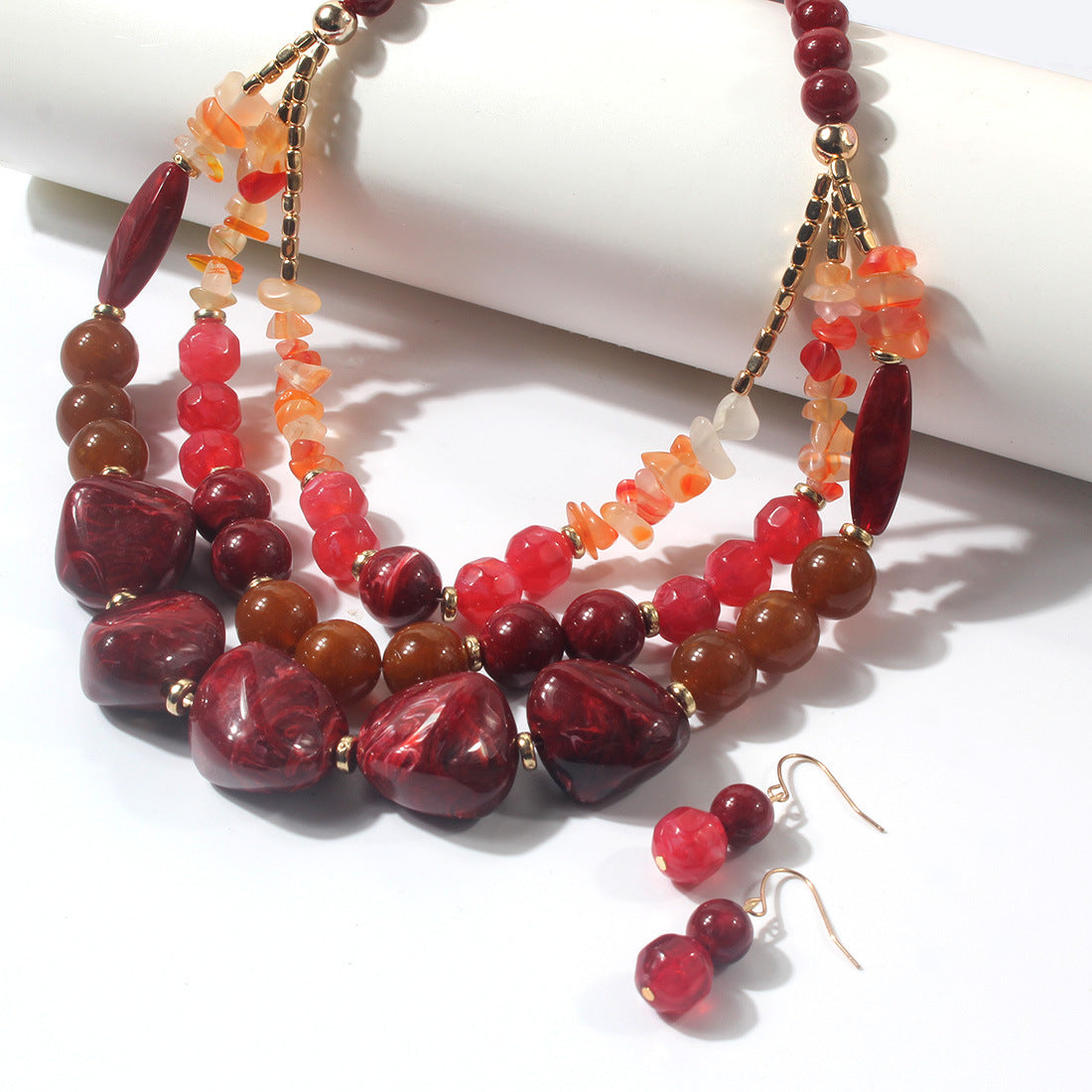 Two Tone Big Beaded Multi Layer Necklace