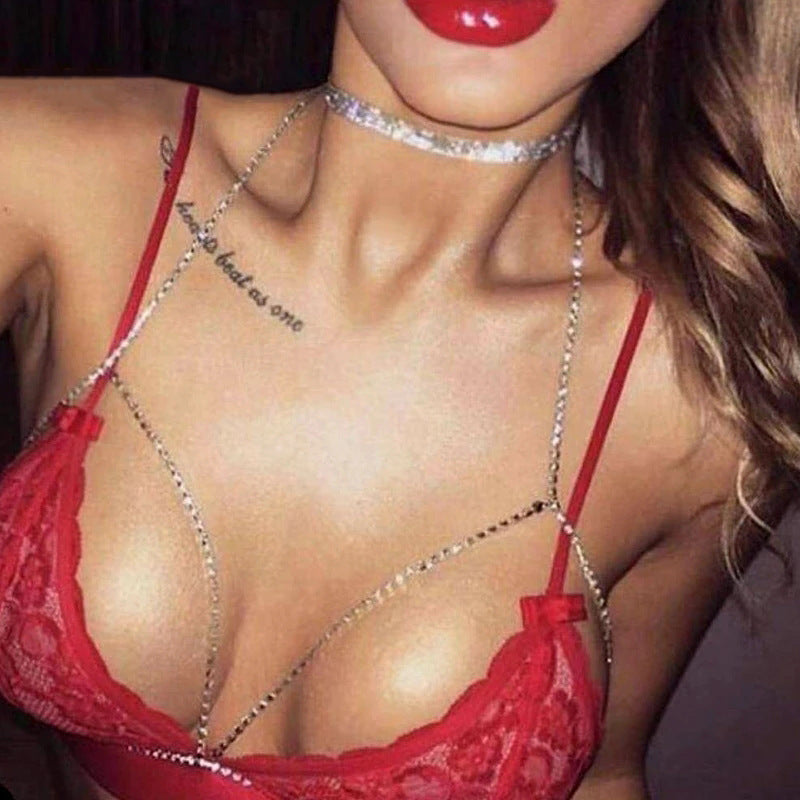 Rhinestone Halter Body Chain