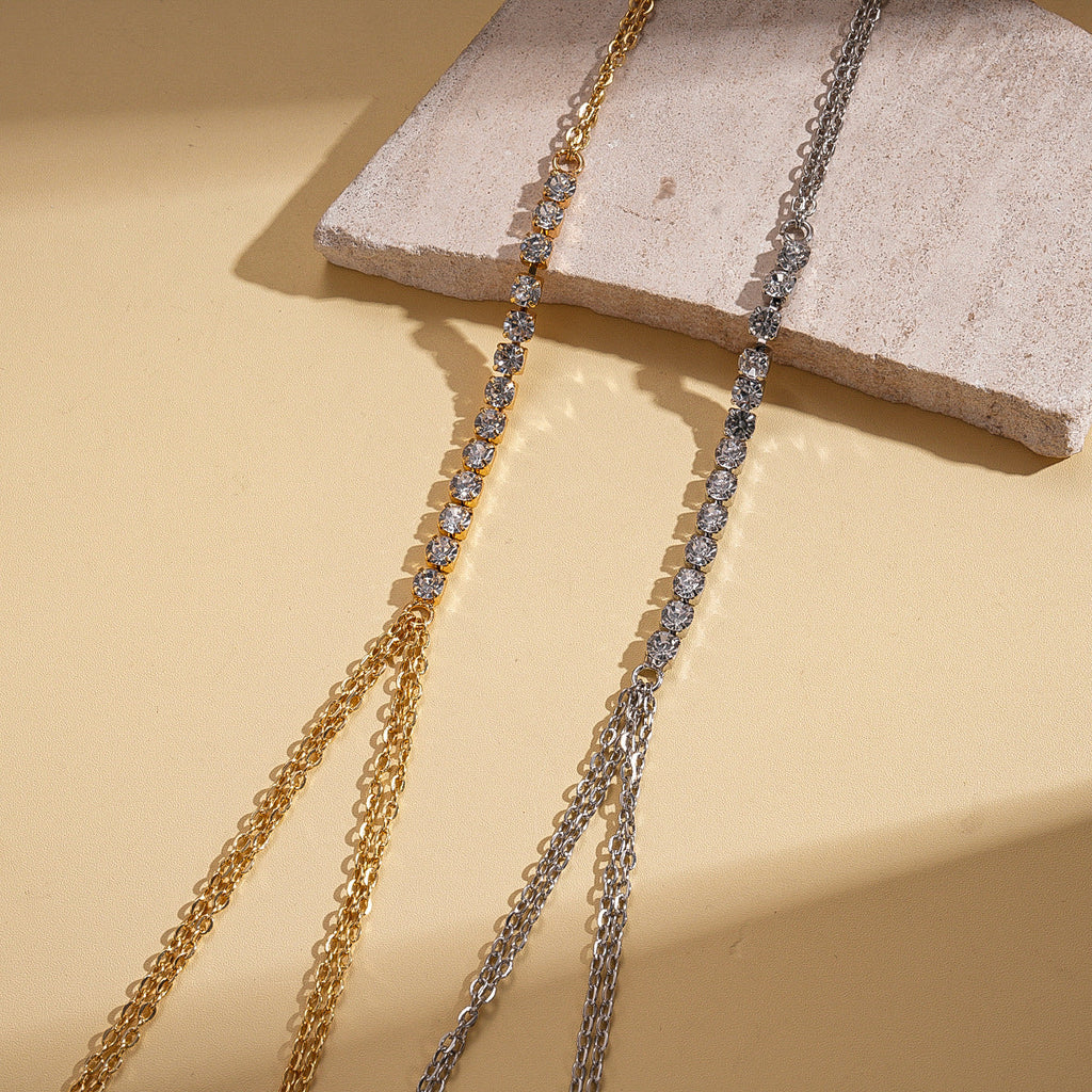 Rhinestone Geometric Body Chain Necklace