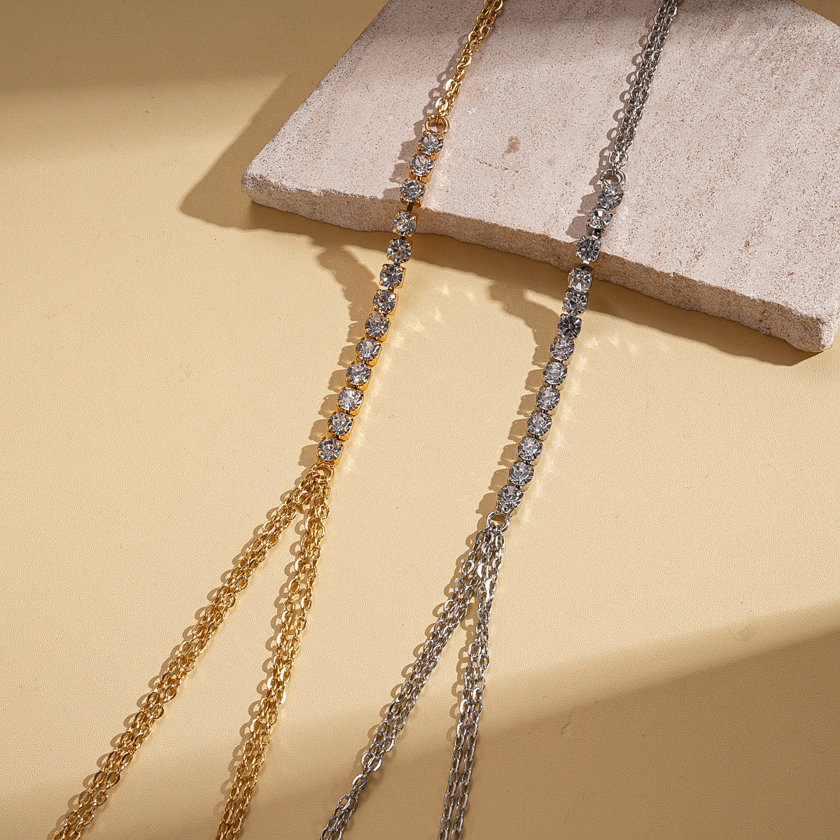 Rhinestone Geometric Body Chain Necklace
