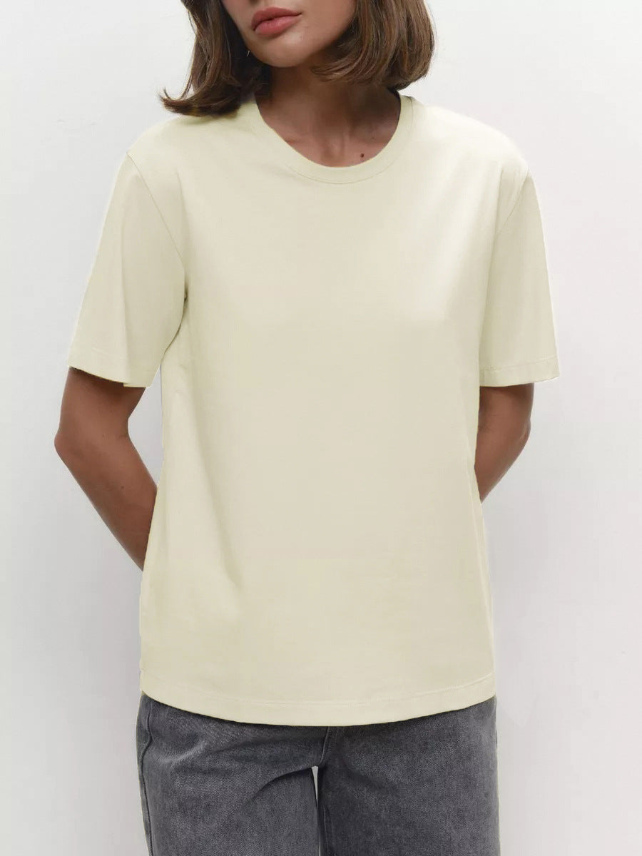 Minimalist Casual Solid Crew Neck T-Shirt