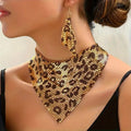 Leopard Print Sequin Triangle Scarf Necklace