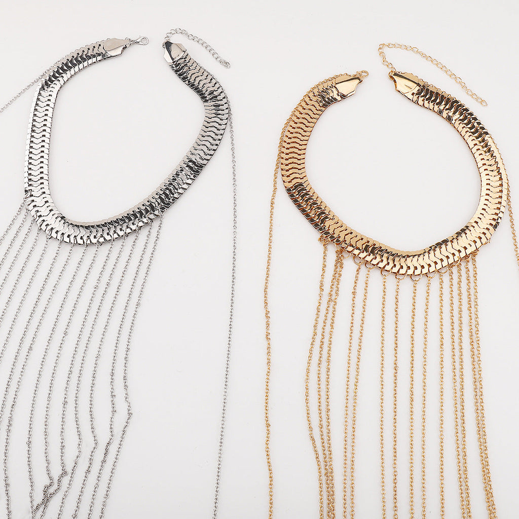 Multi Layer Metal Tassel Halter Body Chain