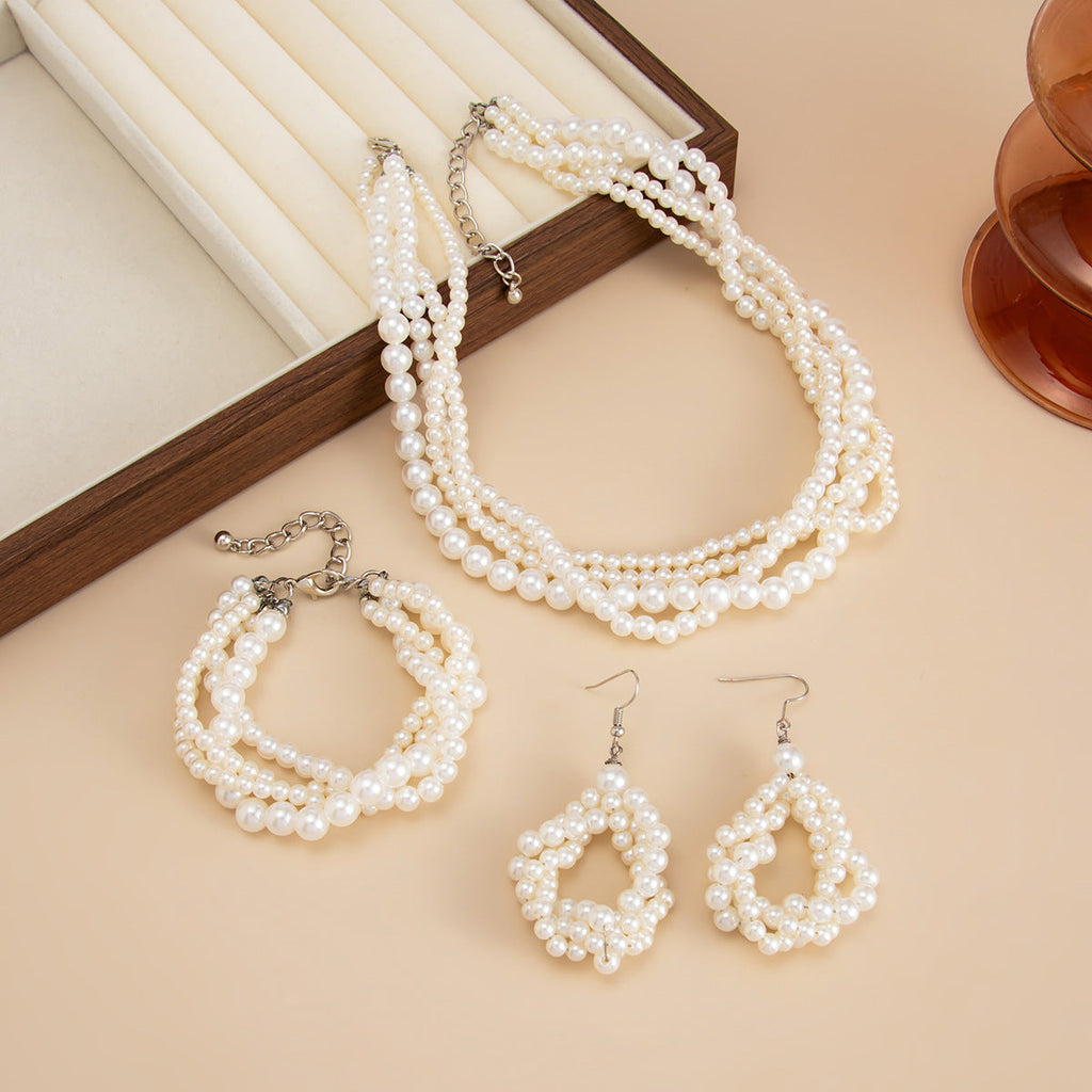 Twisted Pearl Multi Layer Minimalist Necklace