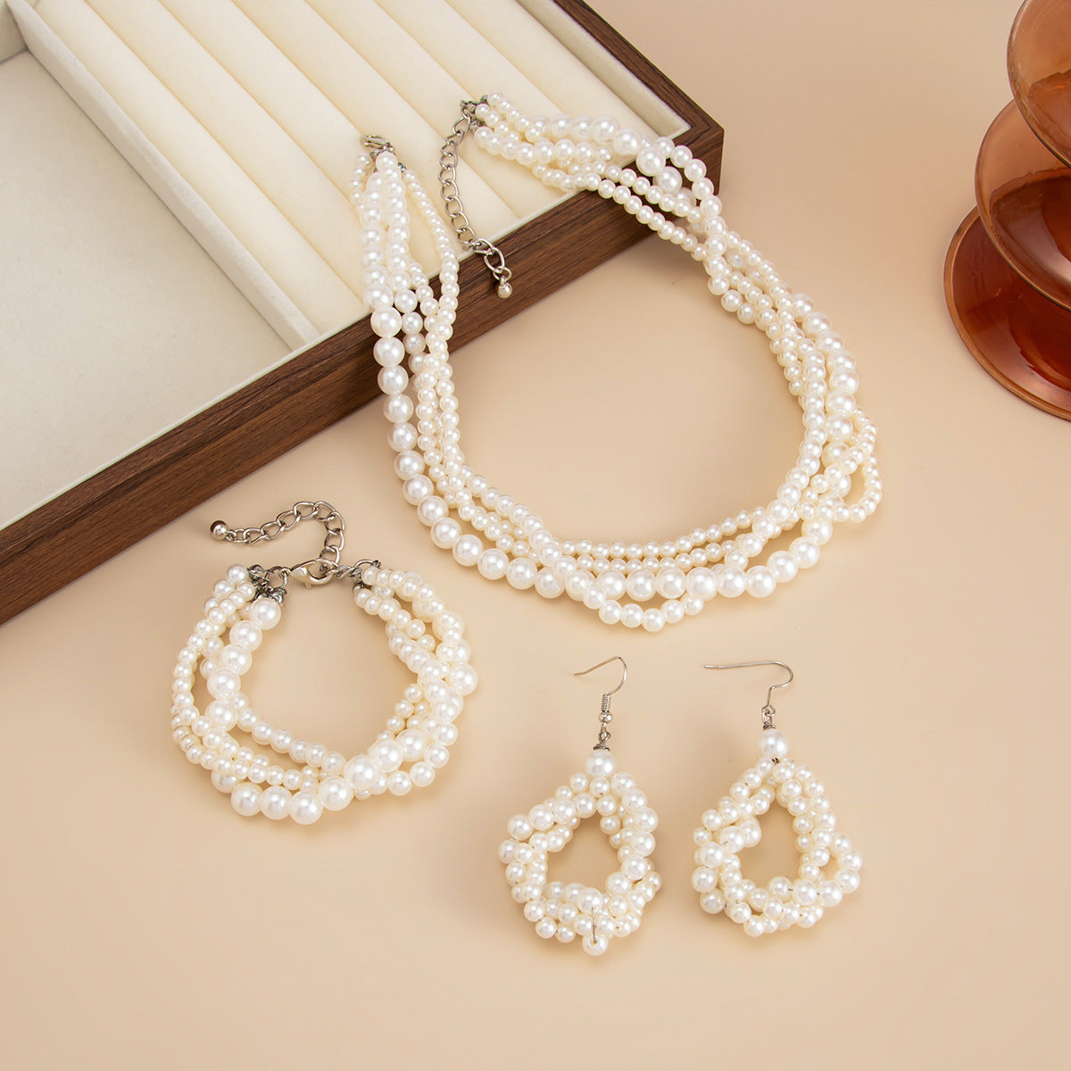Twisted Pearl Multi Layer Minimalist Necklace