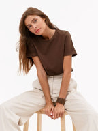 Minimalist Casual Solid Crew Neck T-Shirt