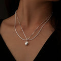 Minimal Double Layer Heart Pendant Necklace