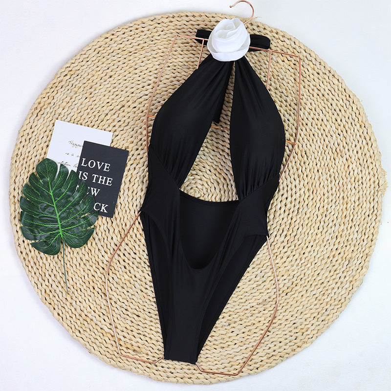 Floral Embroidery Cut Out One Piece Swimwear