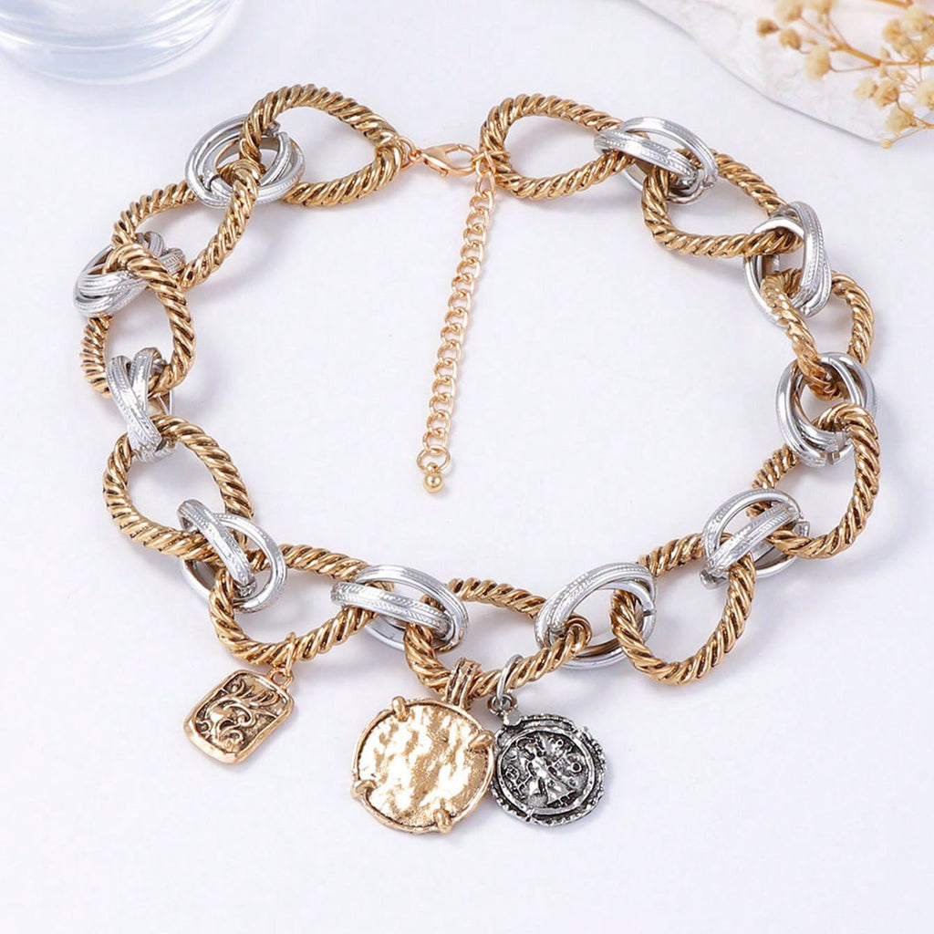 O Ring Interlock Alloy Badge Necklace