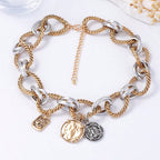 O Ring Interlock Alloy Badge Necklace