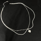 Minimal Double Layer Heart Pendant Necklace