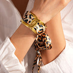 Stainless Steel Hollow Fabric Open Bracelet