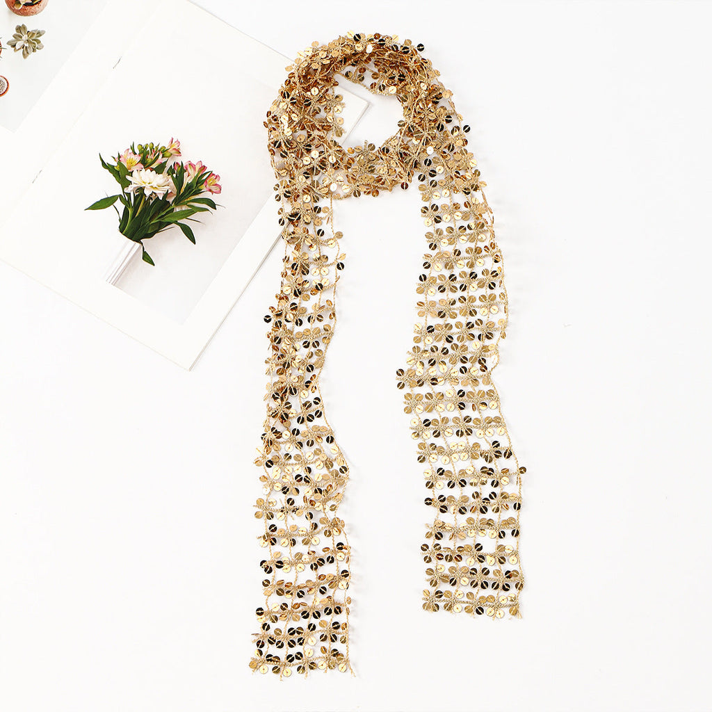 Sequin Scarf Hollow Out All Match Necklace