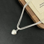 Minimal Double Layer Heart Pendant Necklace