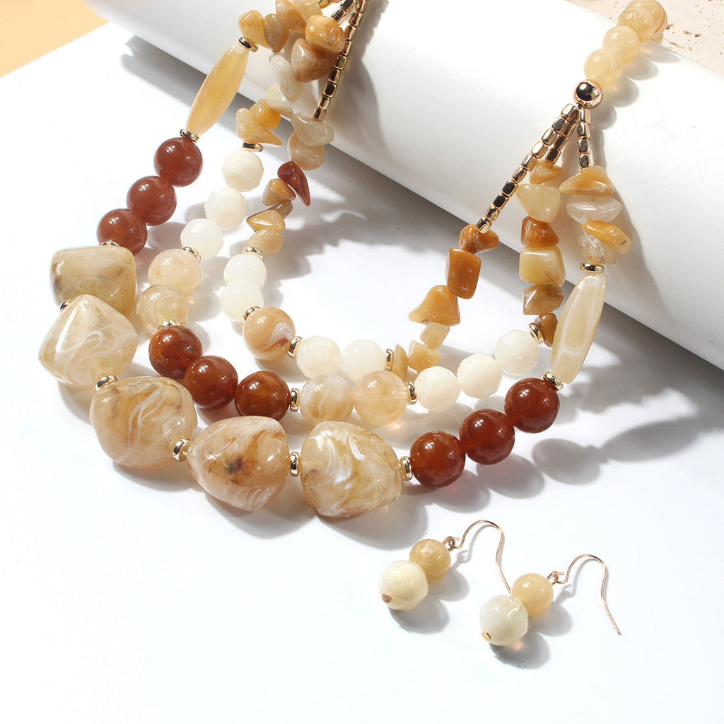 Two Tone Big Beaded Multi Layer Necklace