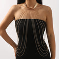 Multi Layer Metal Tassel Halter Body Chain