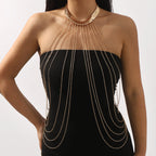 Multi Layer Metal Tassel Halter Body Chain