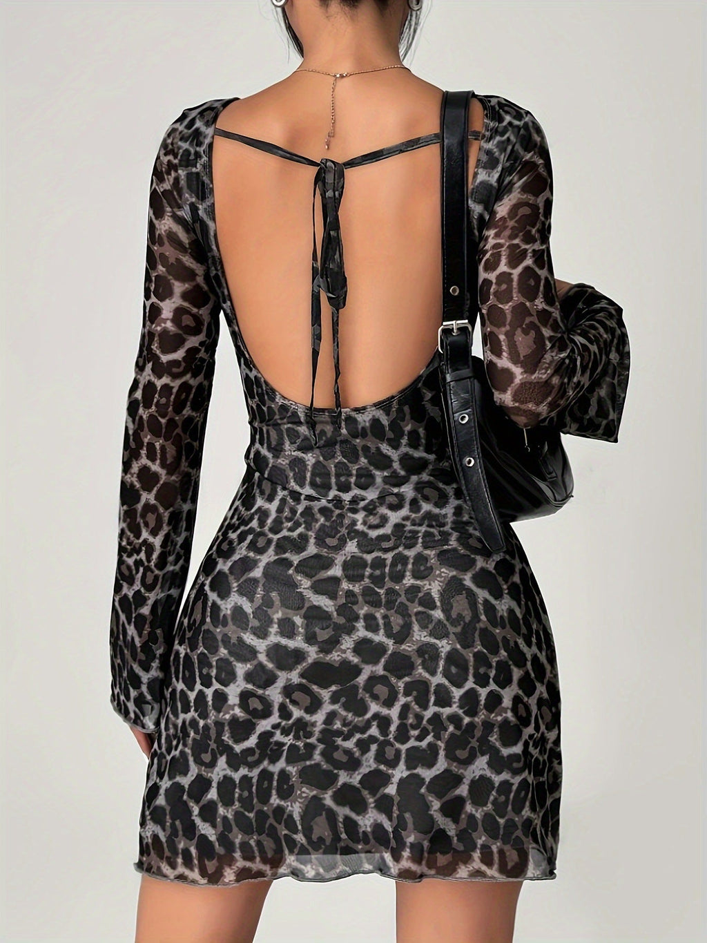 Leopard Print Backless Party Dress