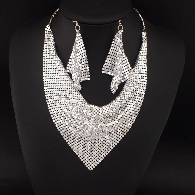 Leopard Print Sequin Triangle Scarf Necklace