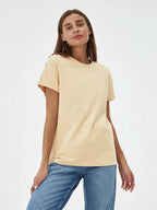 Minimalist Casual Solid Crew Neck T-Shirt