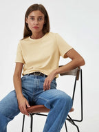 Minimalist Casual Solid Crew Neck T-Shirt