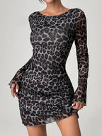 Leopard Print Backless Party Dress