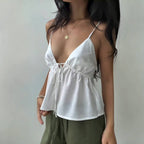 Solid Slim Tie Cami Top