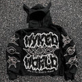 Y2K Street Print Devil Horn Hoodie