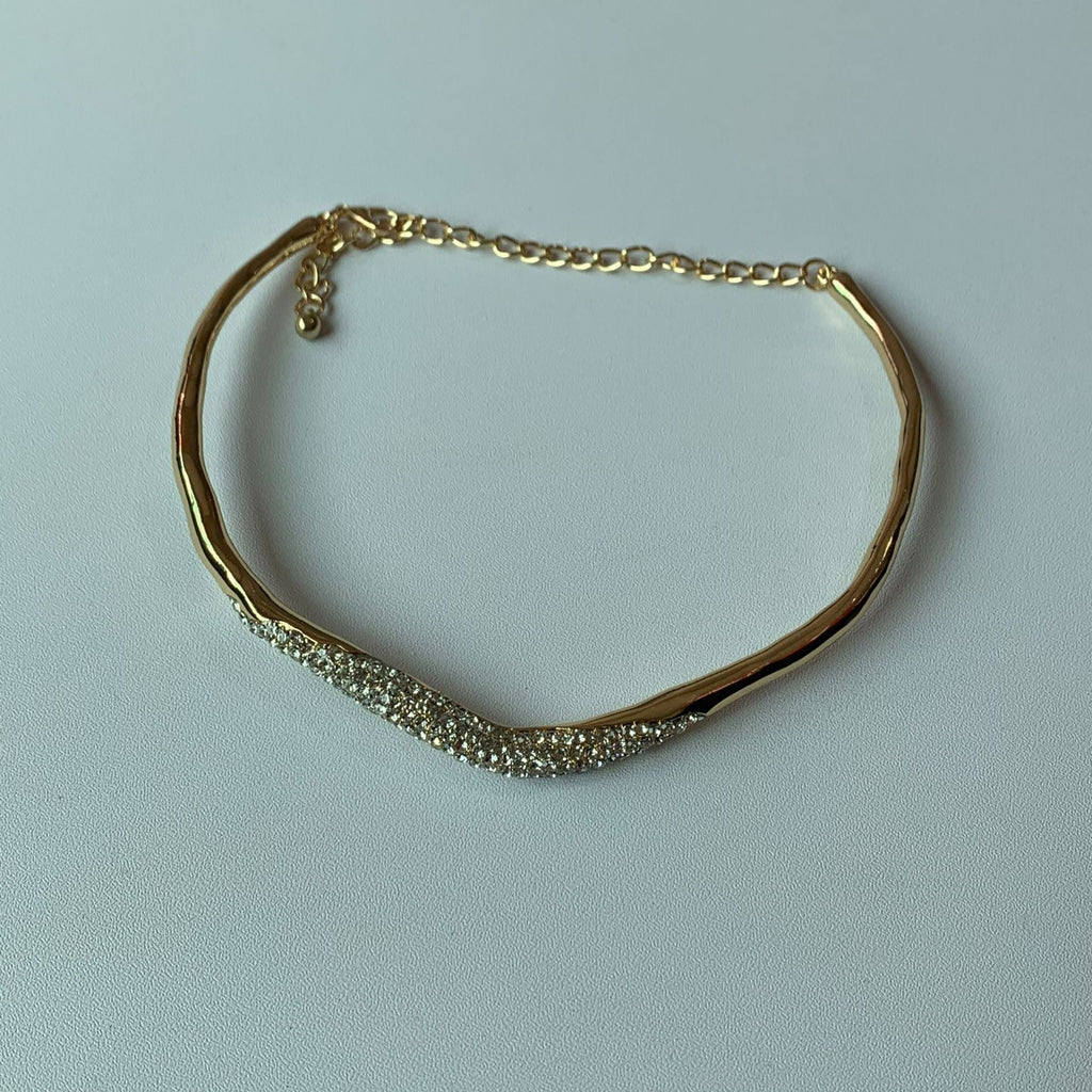 Minimal Metal Irregular Lava Rhinestone Necklace