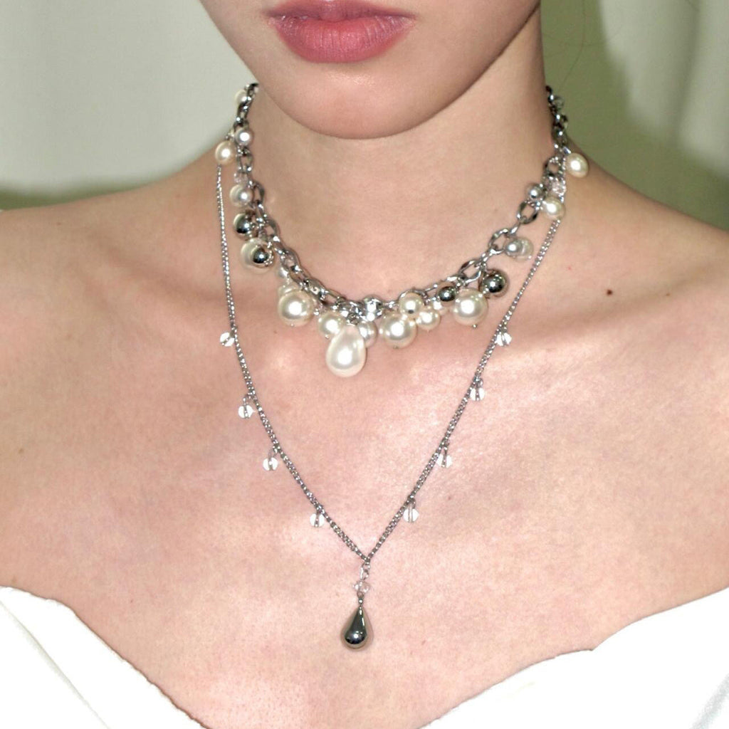 Waterdrop Pearl Double Layer Stackable Necklace